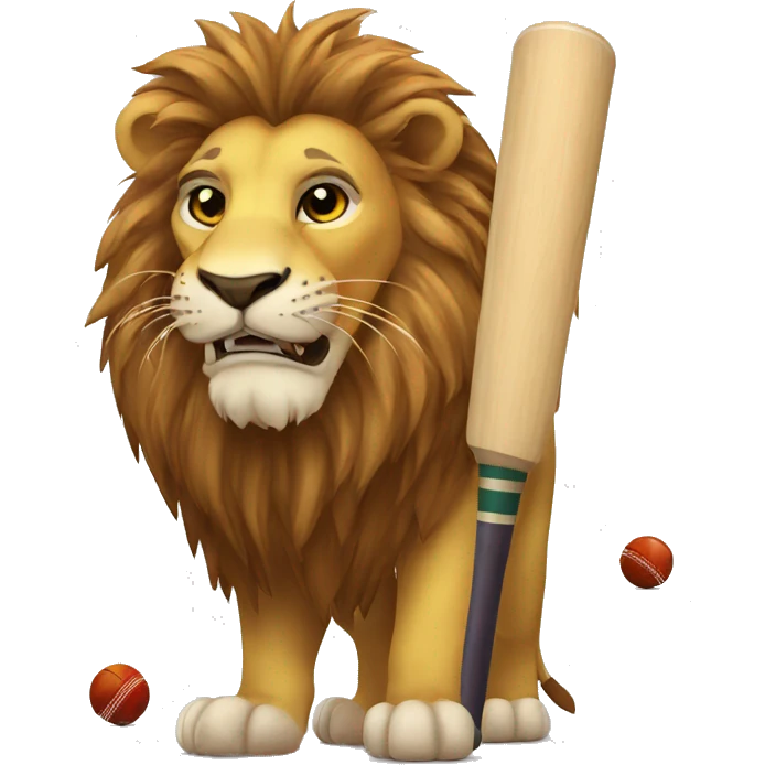 Lion with a cricket bat  emoji