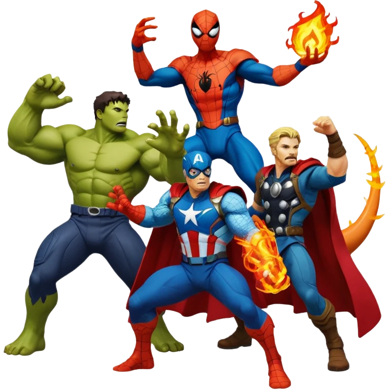 A Spider-Man Hulk, Thor Captain America, Doctor Strange Charzard emoji