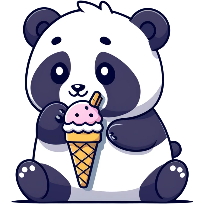 Panda eating ice cream emoji