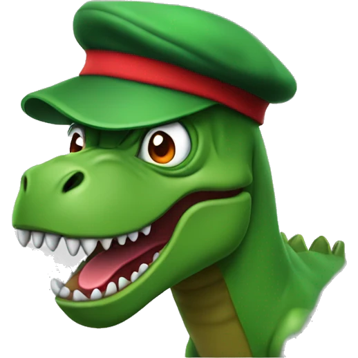 Angry Green Trex wearing red beret and eyeglasses  emoji