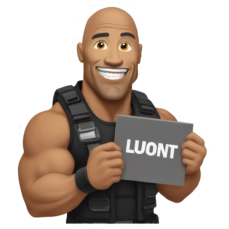 The rock holding a sign "don't laugh" emoji