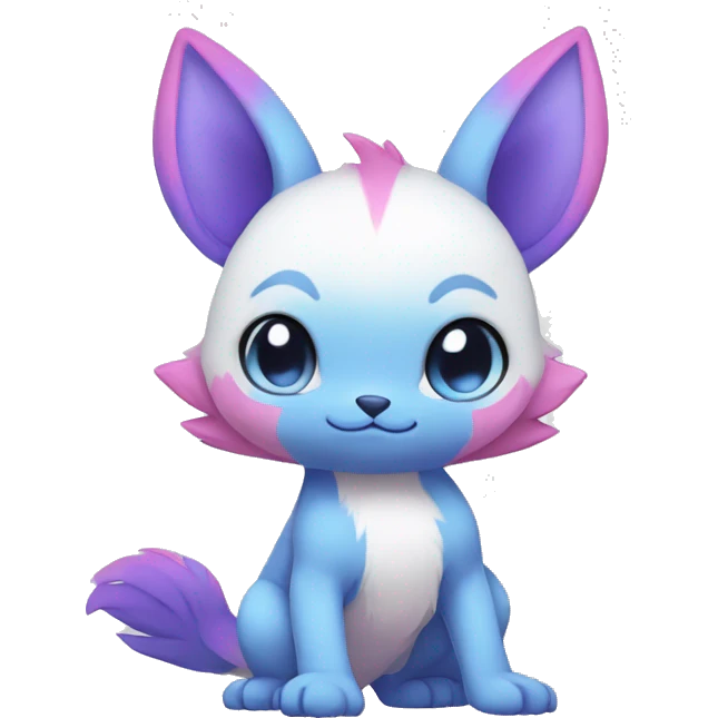 Cute cool white blue purple pink animal hybrid Fakemon full body emoji