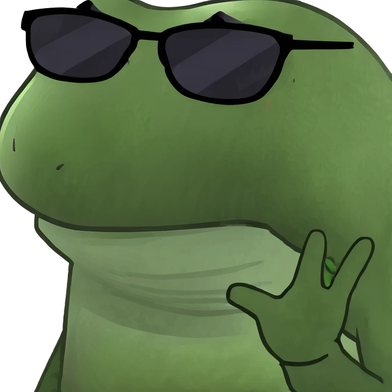 green bufo frog wearing sunglasses emoji