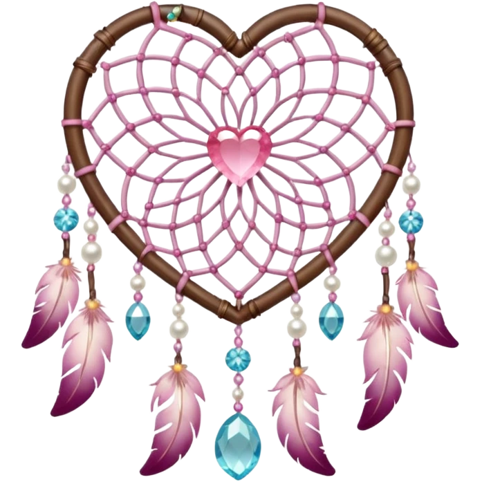 Sakura flower heart Cœur pastel suncatchers gemstones beadspearls crystals dreamcatcher emoji