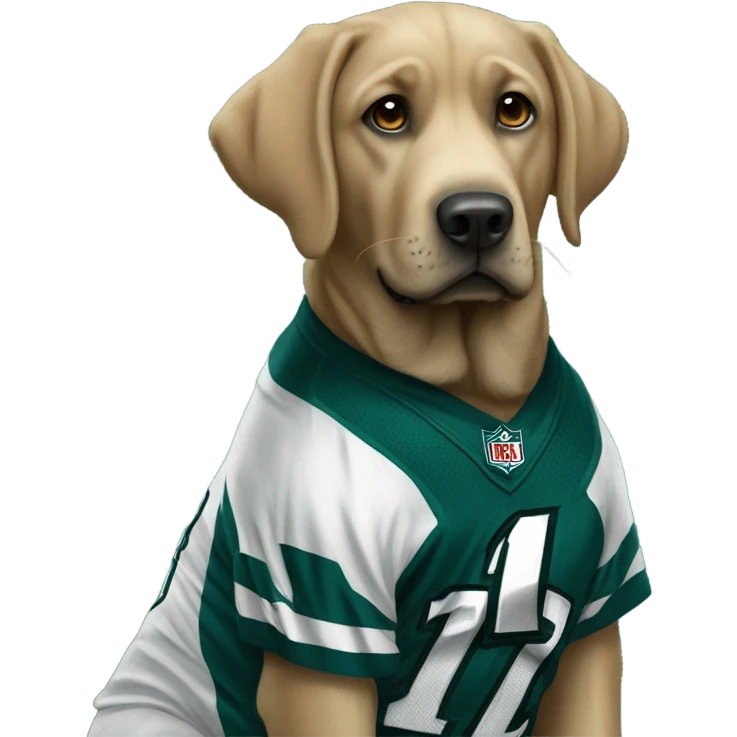 Labrador wearing a Philadelphia Eagles jersey emoji