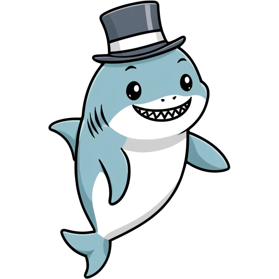Shark with a top hat emoji