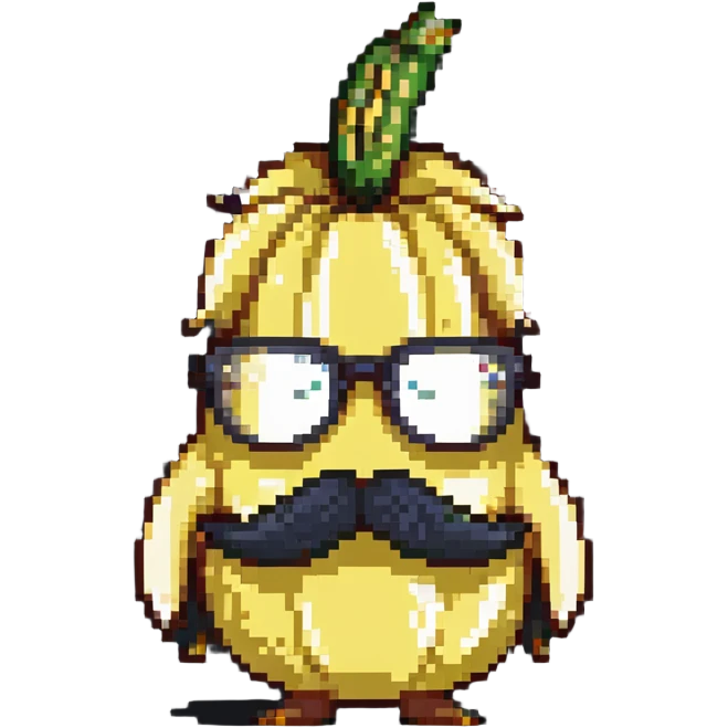 Banana with glasses and mustache, serious expression emoji