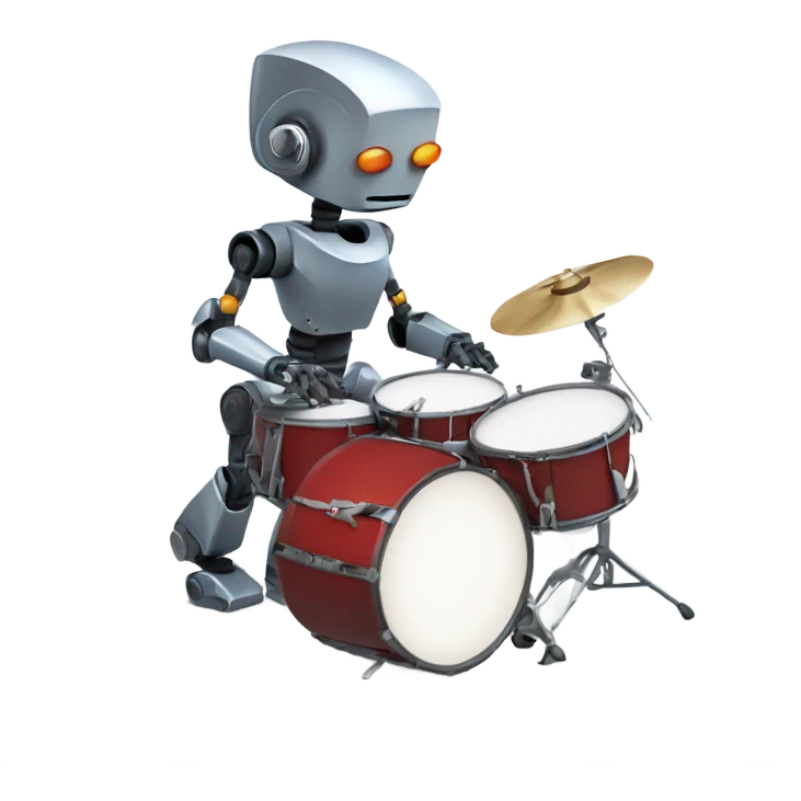 cute robot plays the drum set emoji