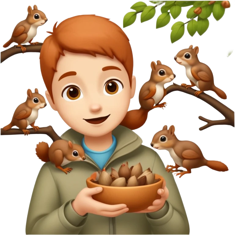 person feeding birds or squirrels, cheerful and caring emoji