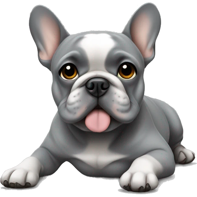 Grey Frenchie laying emoji