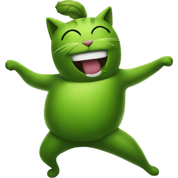 cat dancing in pickle costume emoji