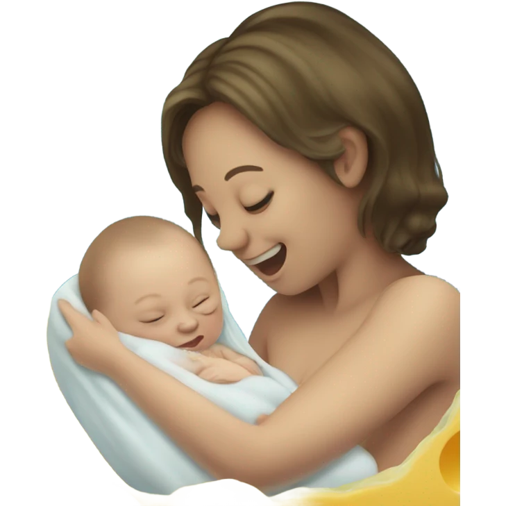 A cheese holding a newborn and the newborn is Down syndrome and they are all underwater emoji