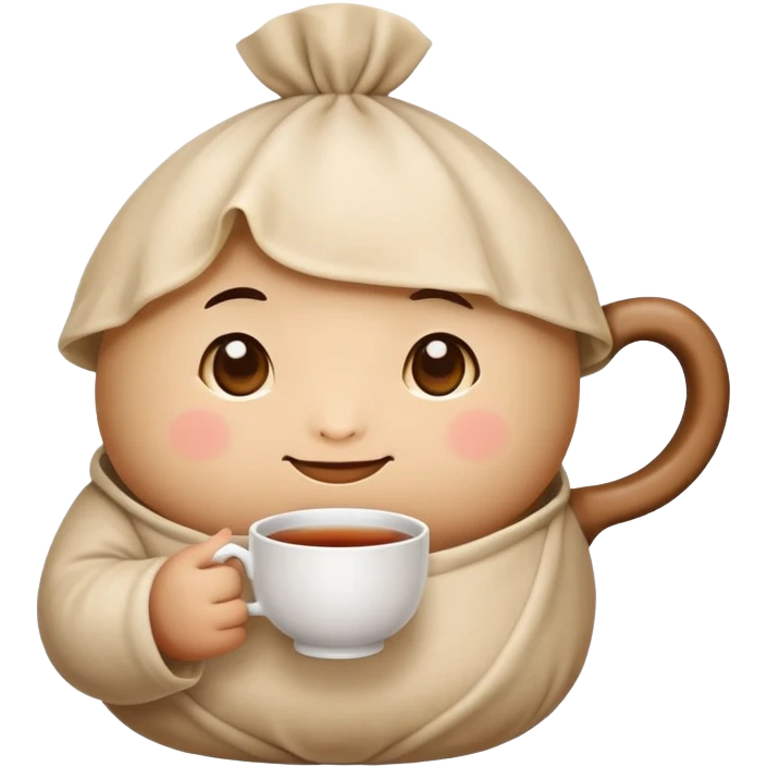 dumpling drinking cup of tea in hand emoji