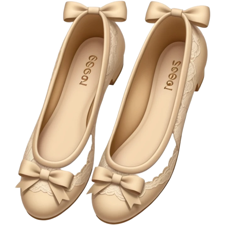 Beige lace ballerina shoes with bows emoji