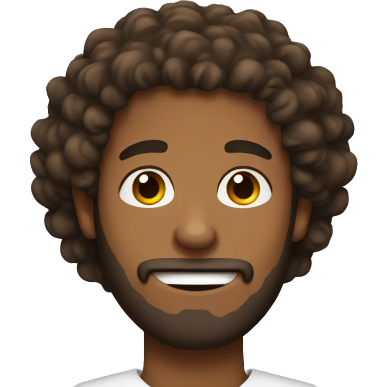 Brown skinned guy with beard and curly hair emoji