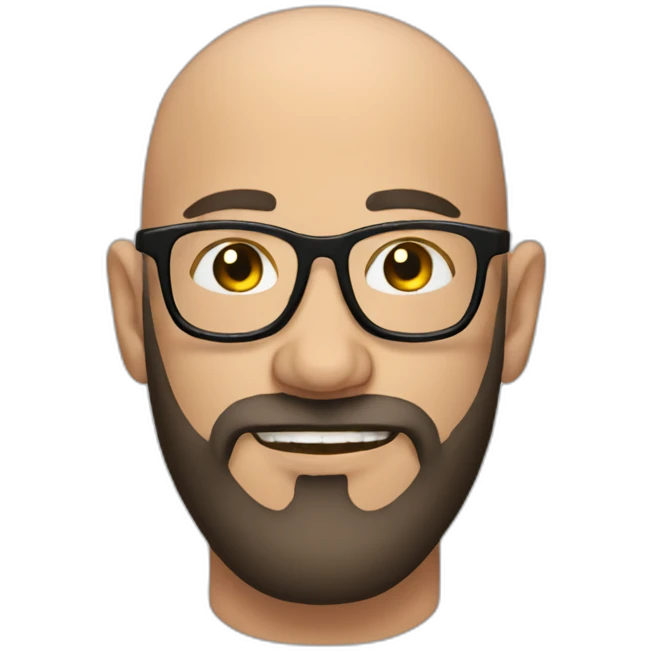 bald beard man with tattoo in glasses emoji