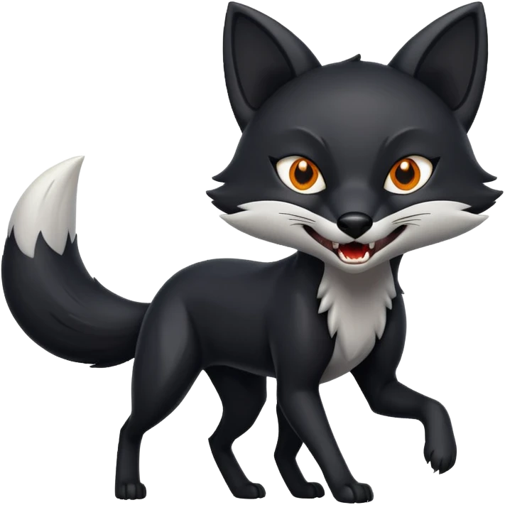 Black fox attacking emoji