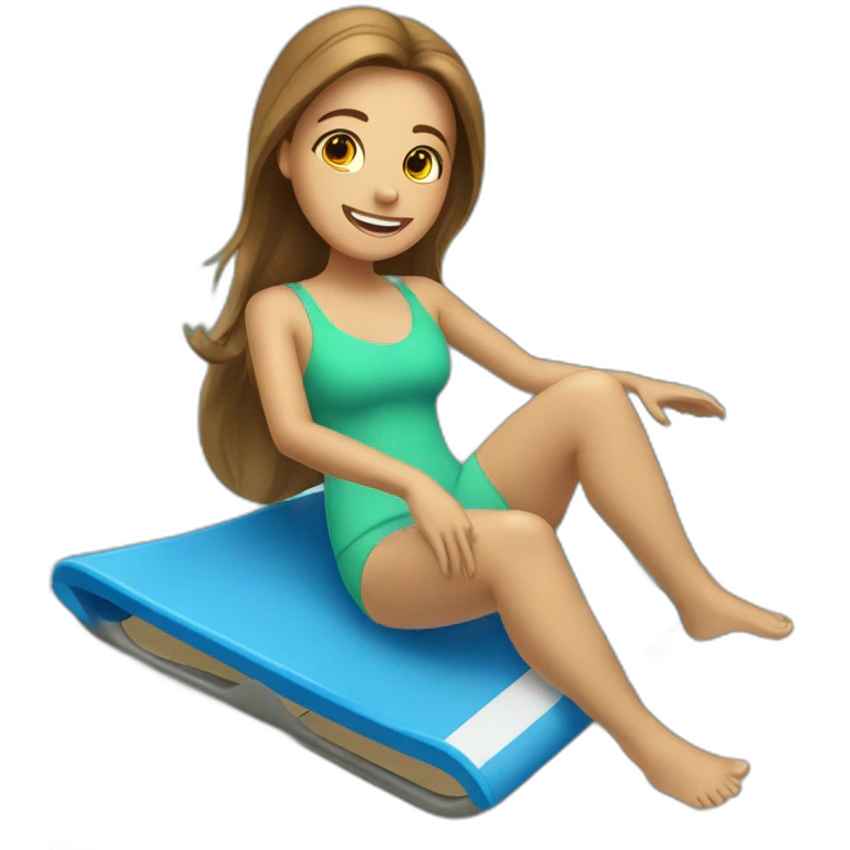 Une fille sur un toboggan de pisine emoji