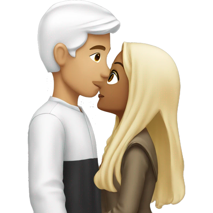White blonde man kissing arab girl emoji