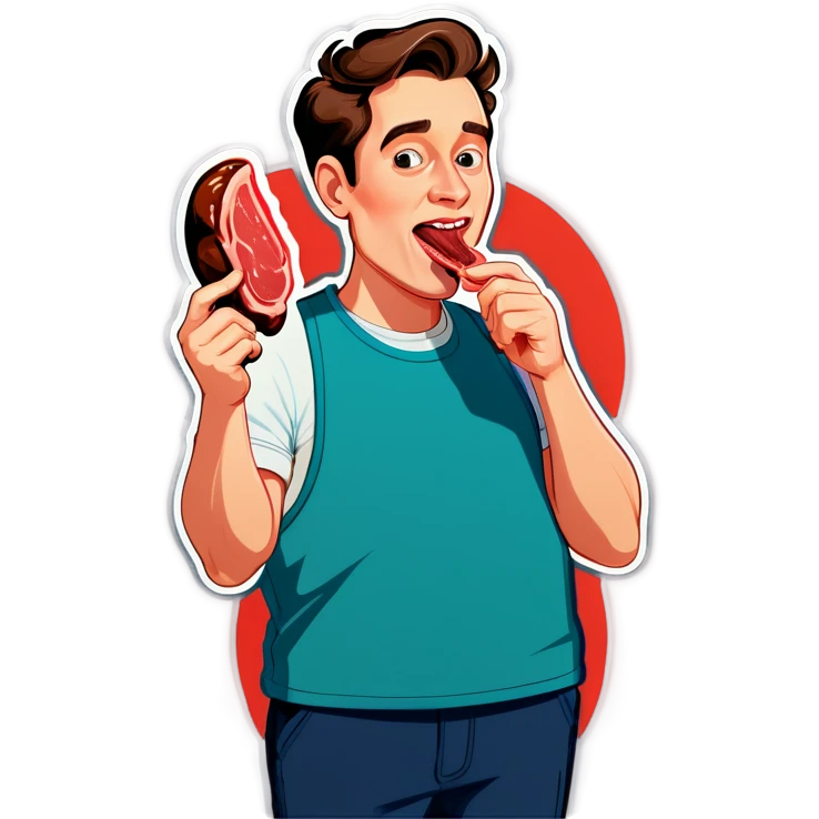 Anthony eating a steak  emoji