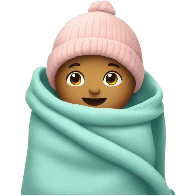 Newborn in beanie and blanket emoji