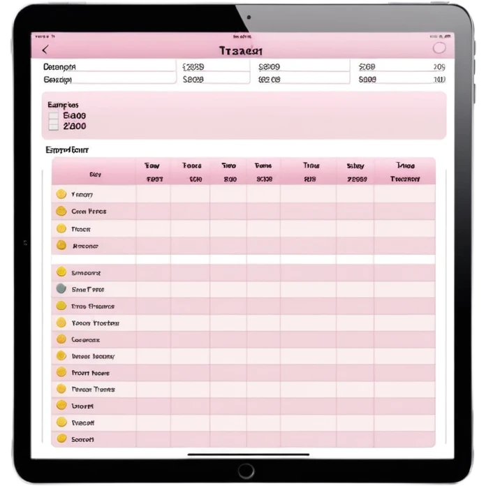 Light Pale Pink Expenses Money tracker Documents Excel ipad emoji
