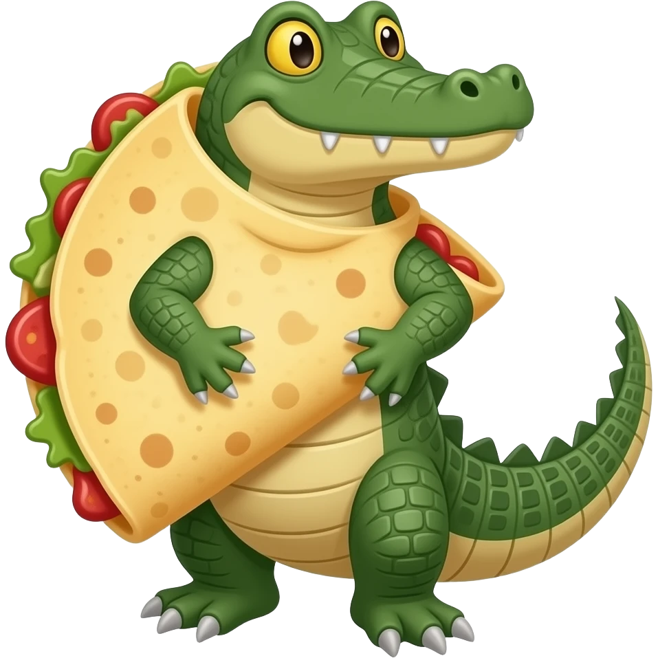 quesadilla fused with crocodile standing emoji