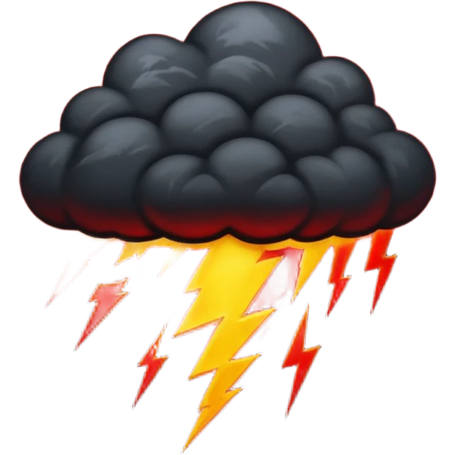 Black storm cloud with red lightning  emoji
