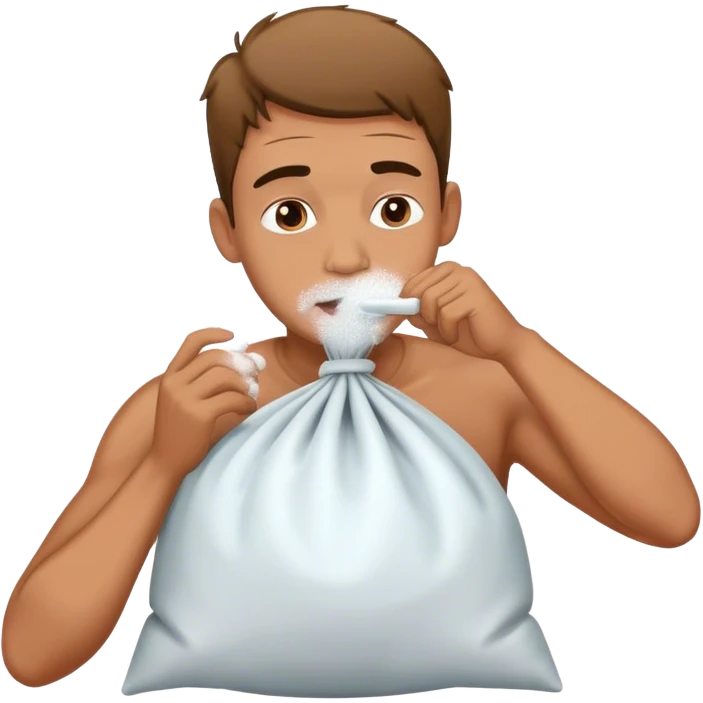 A man snorting a large bag of white powder  emoji