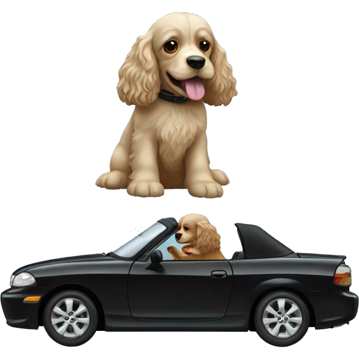 Light Cocker Spaniel driving a Black Mazda car emoji