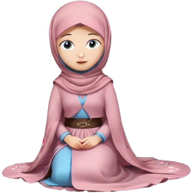 Turkish beautiful finish Konya girl blue eyes with hijab and sakura dress long tailed on the floor  emoji