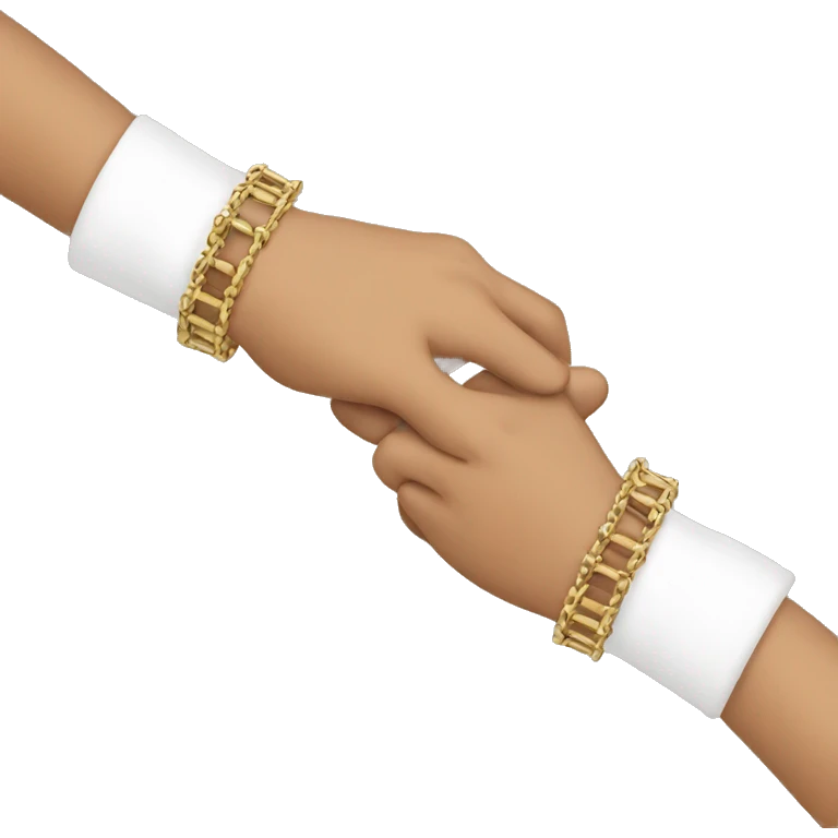 two hands holding with a bracelet each one emoji