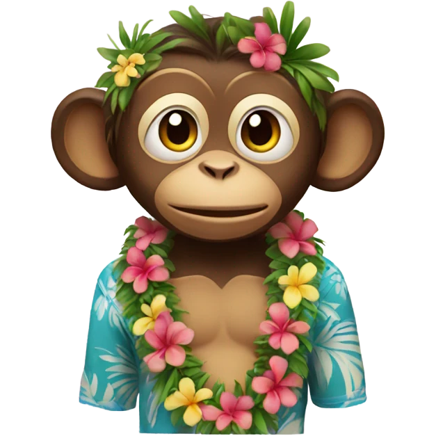Monkey wearing a Lai and Hawaiian shirt  emoji