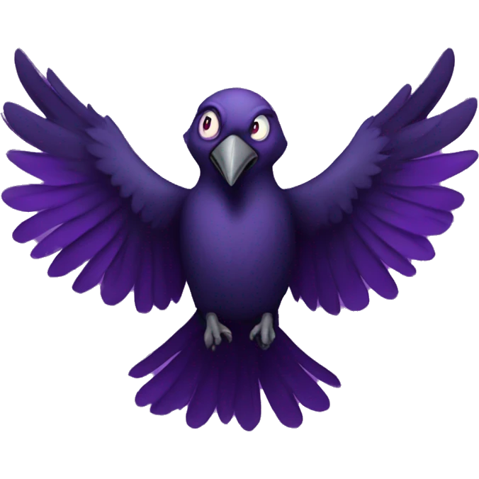 Twitch emote of a evil purple raven flying emoji