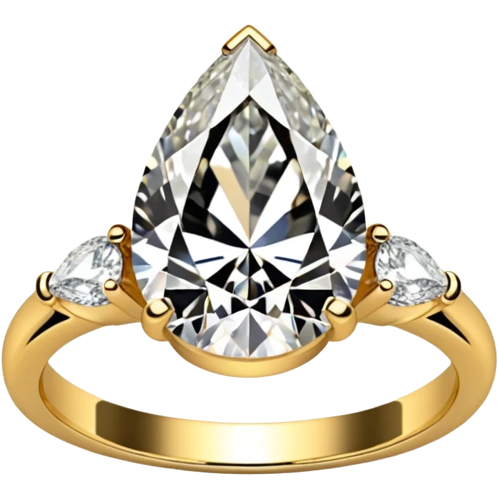 Pear cut engagement ring with small gold band with diamonds  emoji