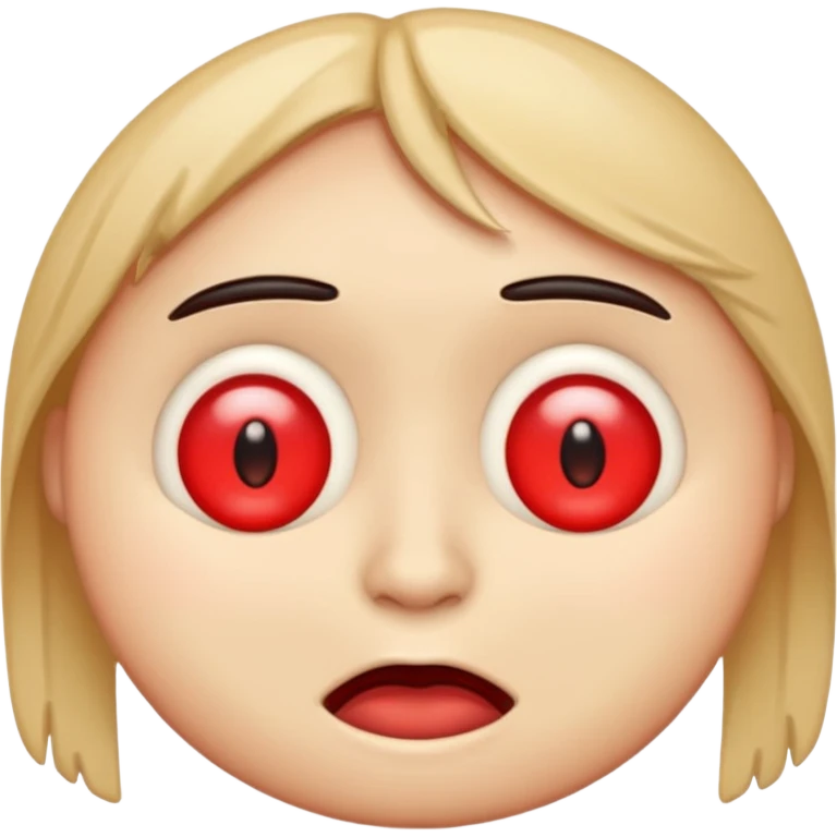 An emoji with red eyes  with tired face! emoji