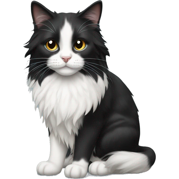 black-and-white cat domestic long-haired emoji
