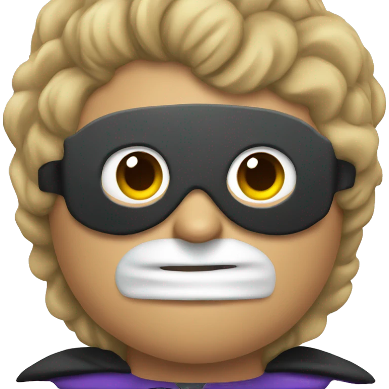 superhero with cape and mask and R on front emoji