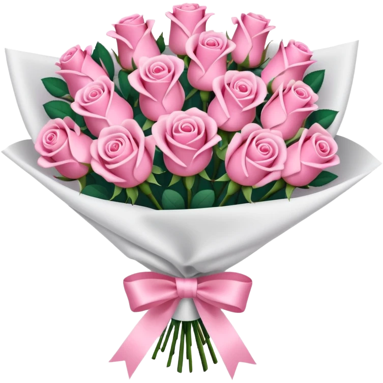 bouquet of pink roses beyaz paketli emoji
