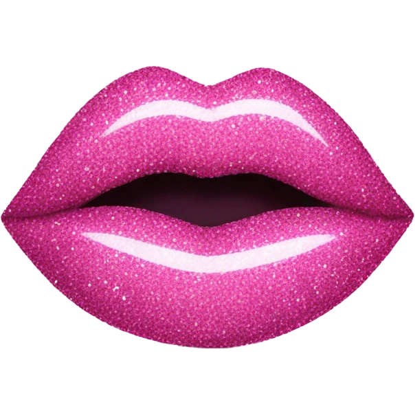 Pink glittery lips with the word PLEASE written in between the lips emoji