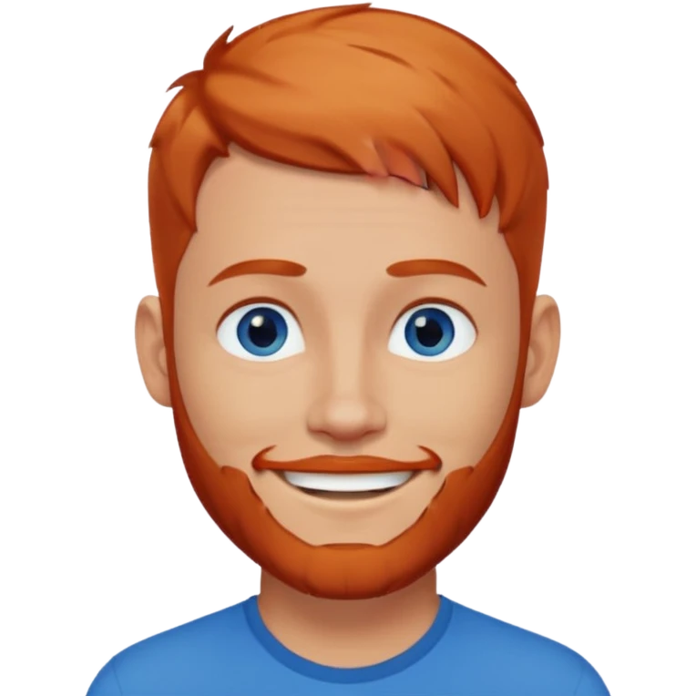 homme blanc, yeux bleu, cheveux court avec barbe rousse et boucle d'oreille emoji