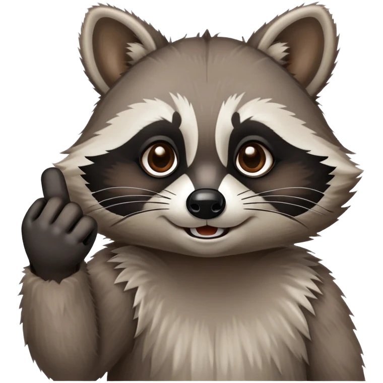raccoon giving the middle finger emoji