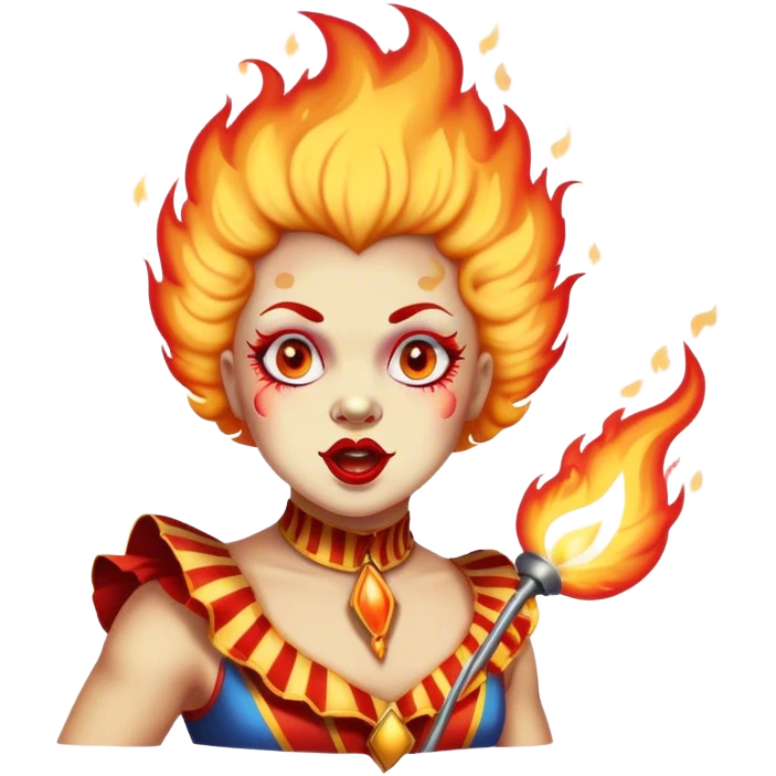 Vintage circus performer spitting fire emoji