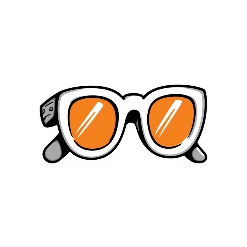 Groovy 70s oversized sunglasses with bright orange tint and thick white frames emoji
