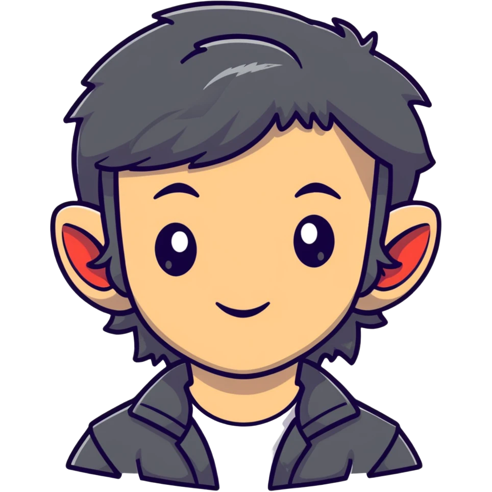 boy with big ears and a mullet hairstyle emoji