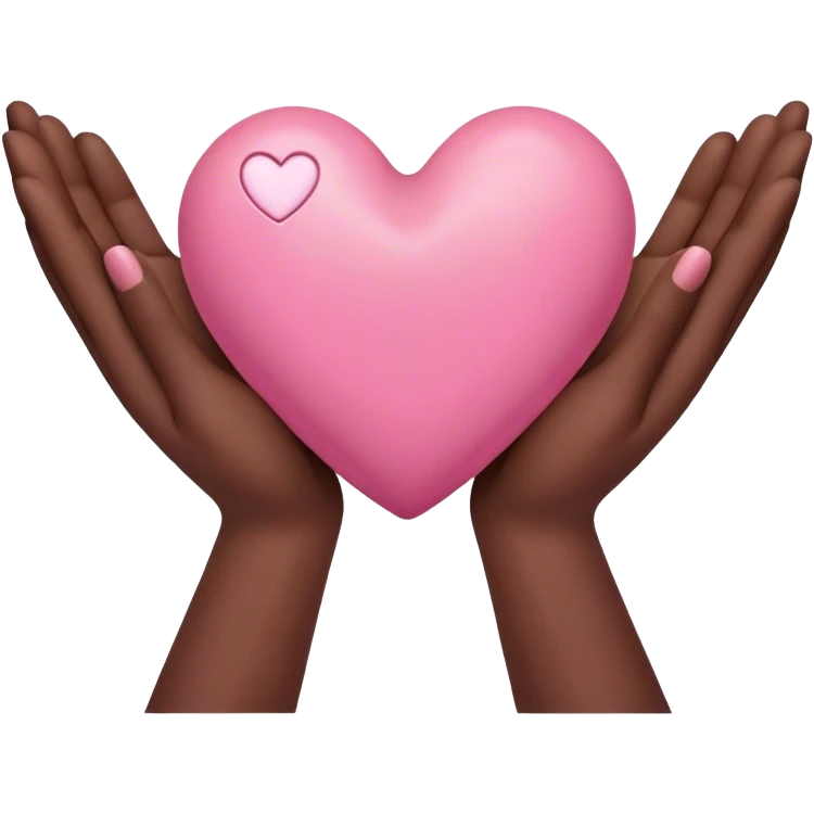 Pink Heart in the middle of two brown hands emoji