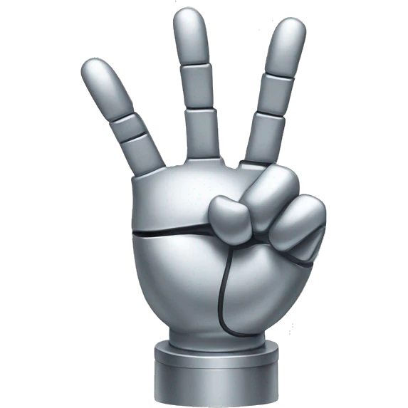 silver robotic peace sign hand emoji