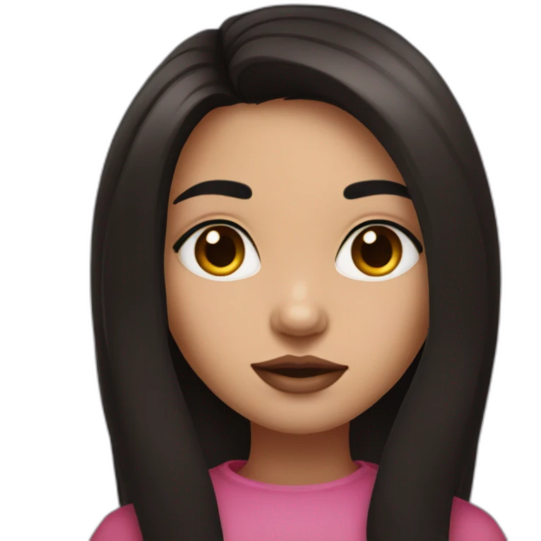 metis girl with dark brown eyes and long black Smooth hair With pink mouth emoji