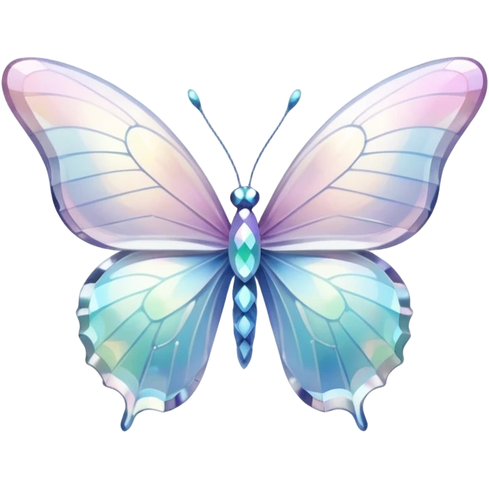 Pastel white iridescent glass crystal butterfly emoji