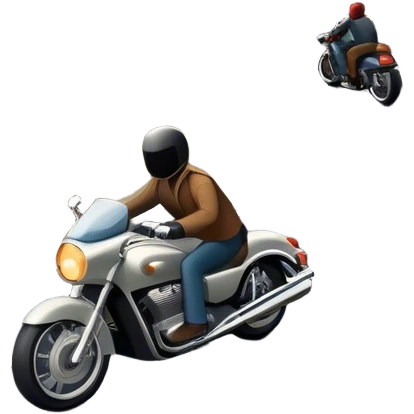 An icon showing a car and a motorcycle speeding through a winding road, with the car’s sleek silhouette blending into the curve of the road while the motorcycle zips past. The scene should capture the thrill of the ride, the freedom of the open road. transparent background. emoji